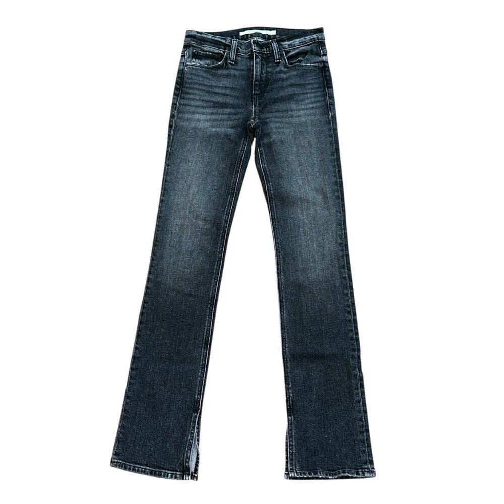 Hudson Nico Mid Rise Straight Inseam Split Black Star Denim Jeans Size 25 NWT - Picture 1 of 11